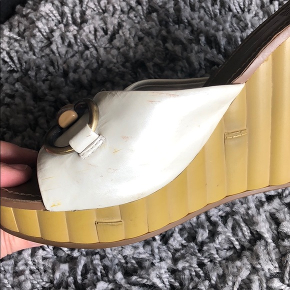 Linea Paolo faux bamboo & pearl ivory wedge sz 7.5 - Picture 6 of 6